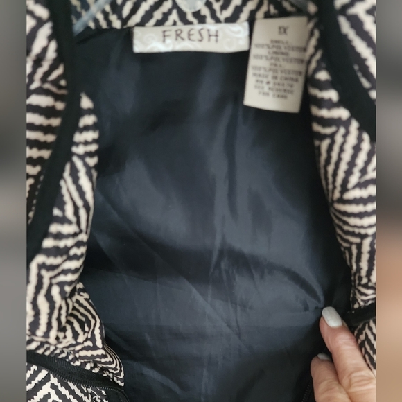 Vintage Fresh Vest Women's Black Beige Chevron Full Zip Pockets  Sz 1X - Picture 3 of 11